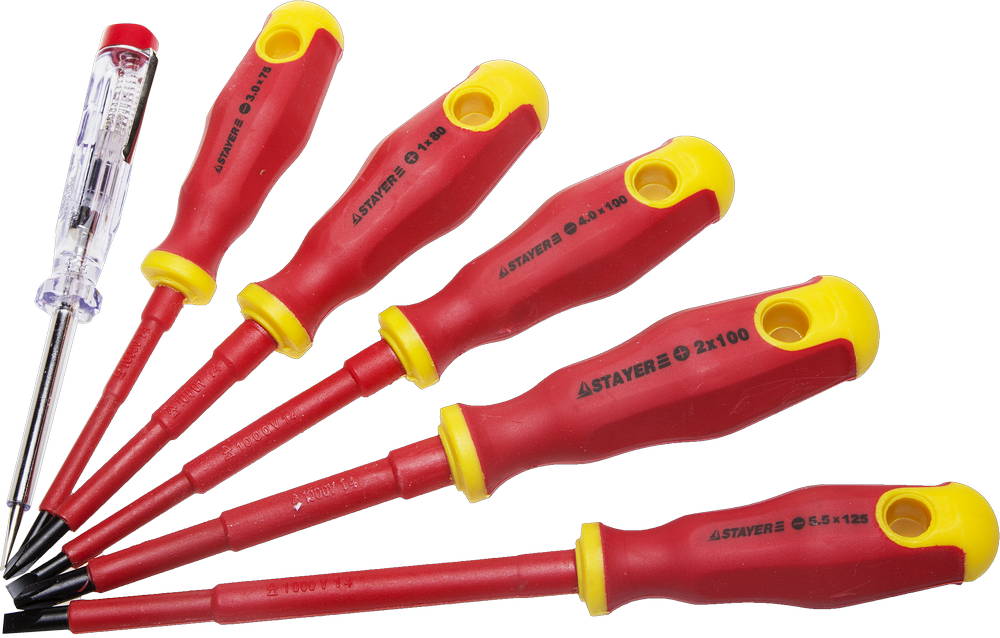 Набор диэлектрических отвёрток STAYER Electro 6шт. (25145-H6) (УТ7808)